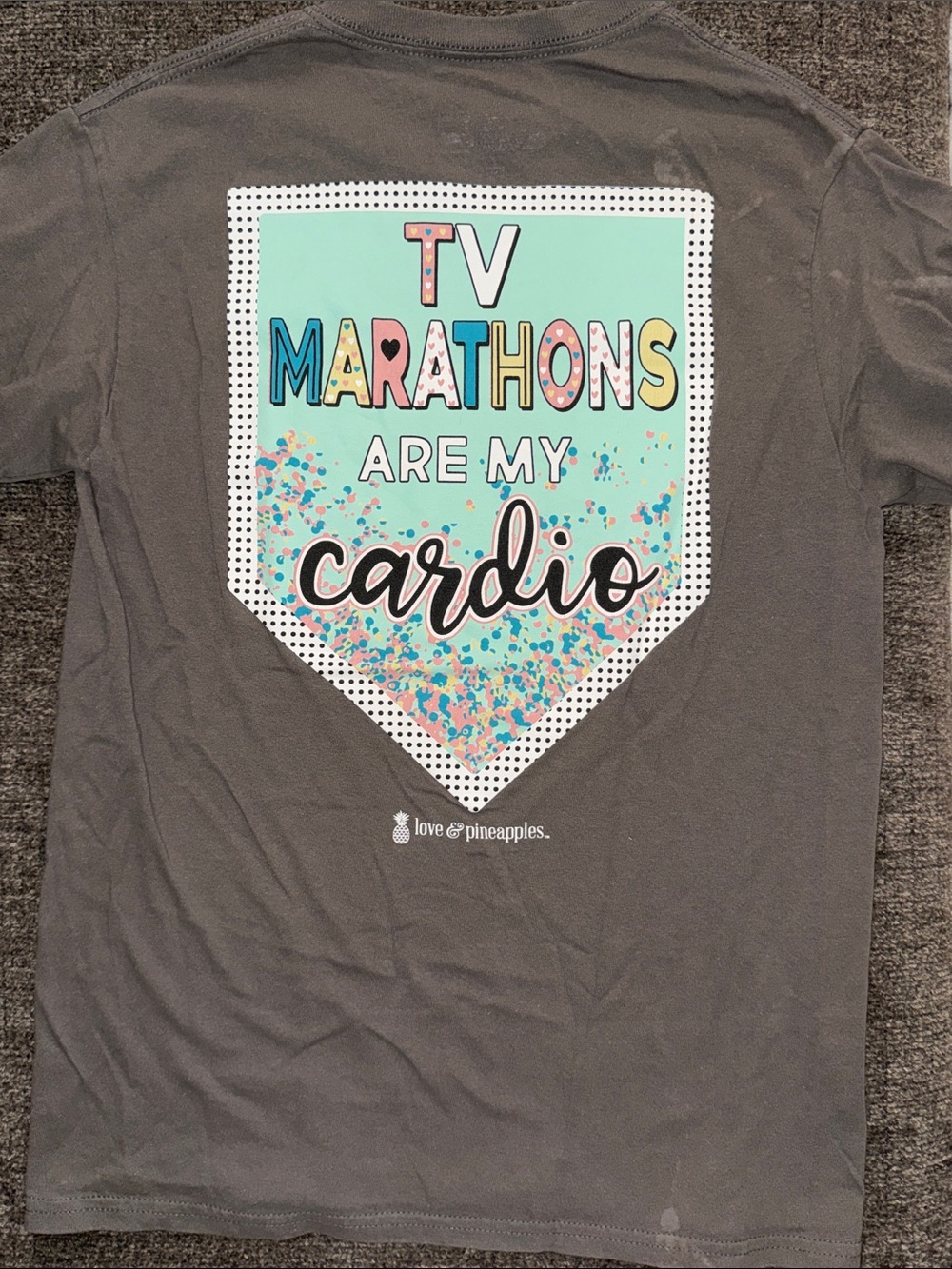 Love & Pineapples Women’s Black Short Sleeve Tee with Turquoise Logo